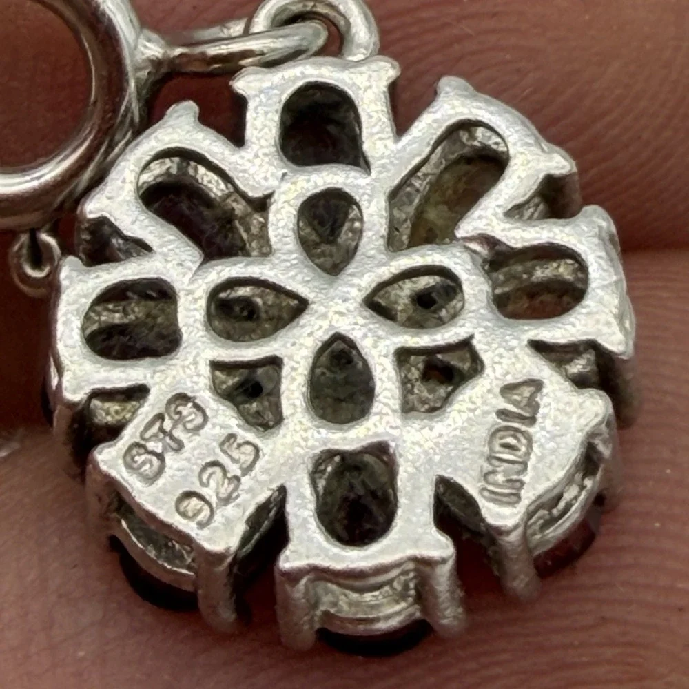 Vtg Chuck Clemency 925 Sterling Silver Multi Gemstone Charm Pendant